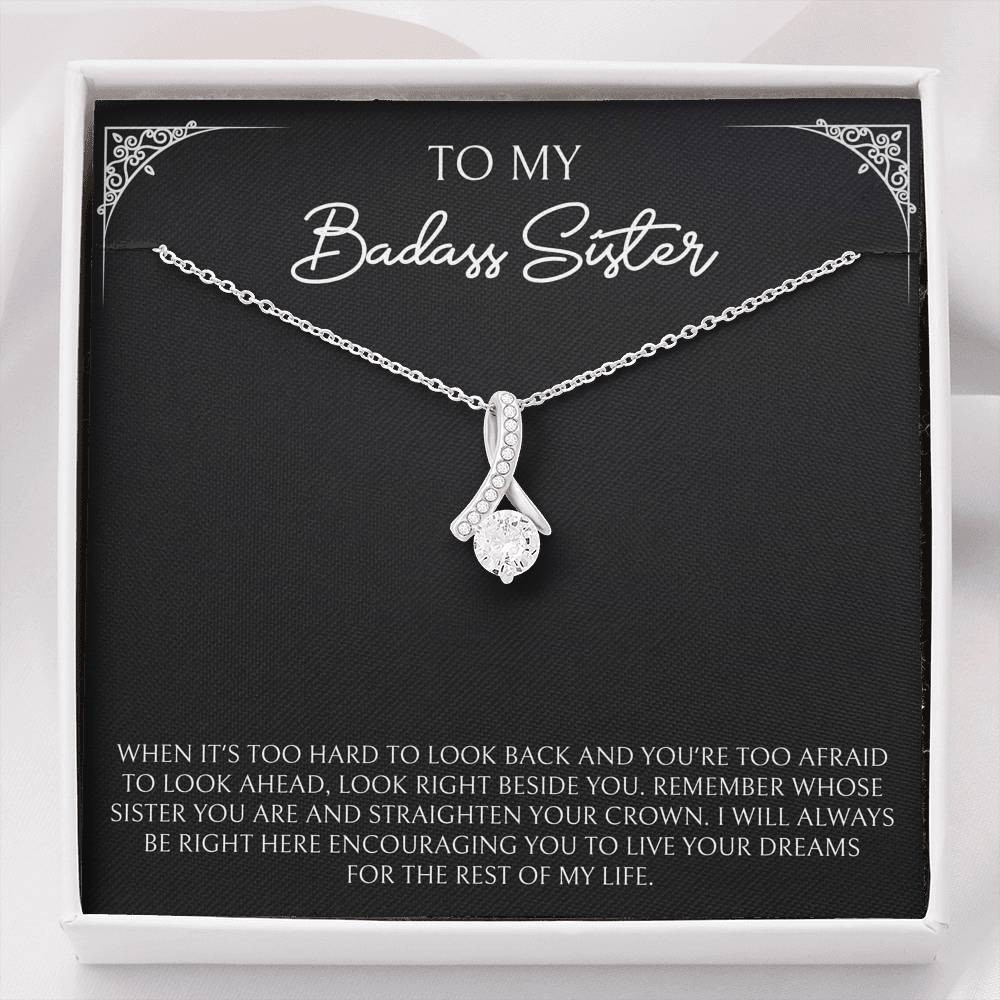To My Badass Sister Gifts, When It’s Too Hard To Look Back, Alluring Beauty Necklace For Women, Birthday Present Ideas From Sister Brother