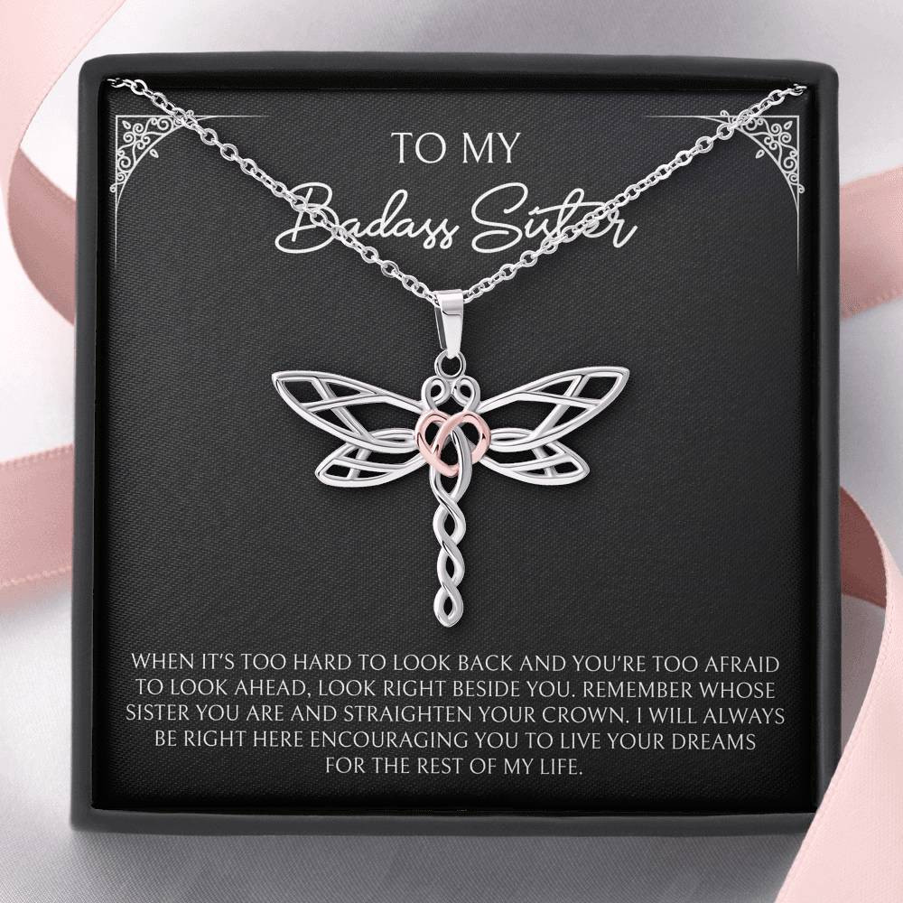 To My Badass Sister Gifts, When It’s Too Hard To Look Back, Dragonfly Necklace For Women, Birthday Present Ideas From Sister Brother