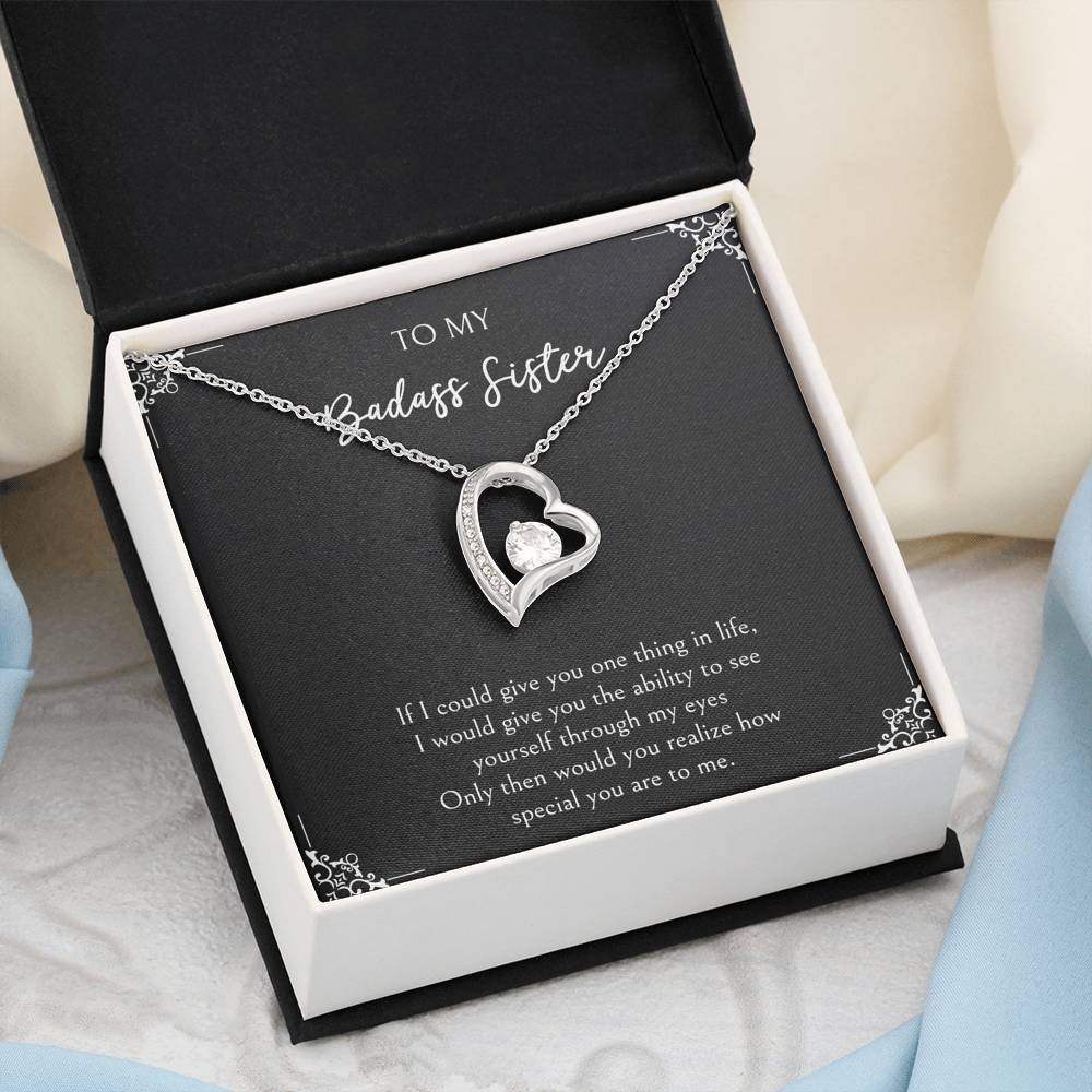 To My Badass Sister Gifts, You Are Special To Me, Forever Love Heart Necklace For Women, Birthday Present Ideas From Sister Brother