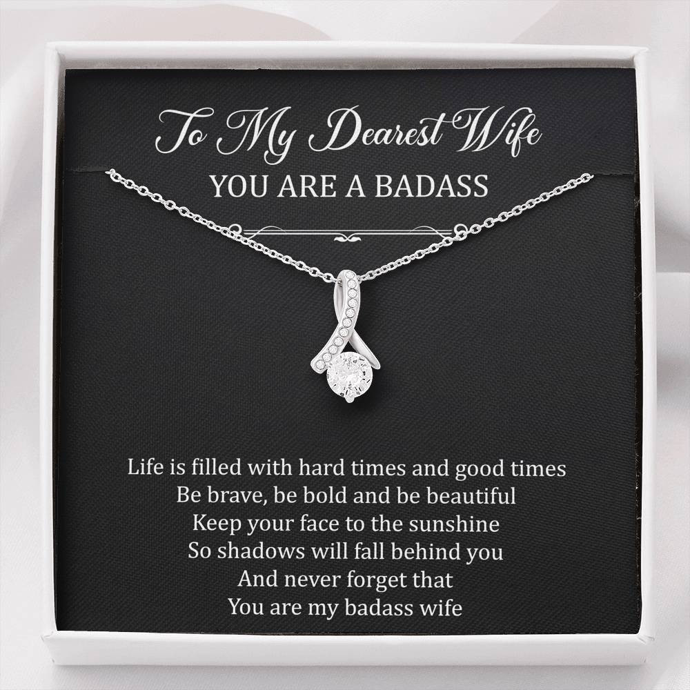 To My Badass Wife, Be Brave, Alluring Beauty Necklace For Women, Anniversary Birthday Valentines Day Gifts From Husband