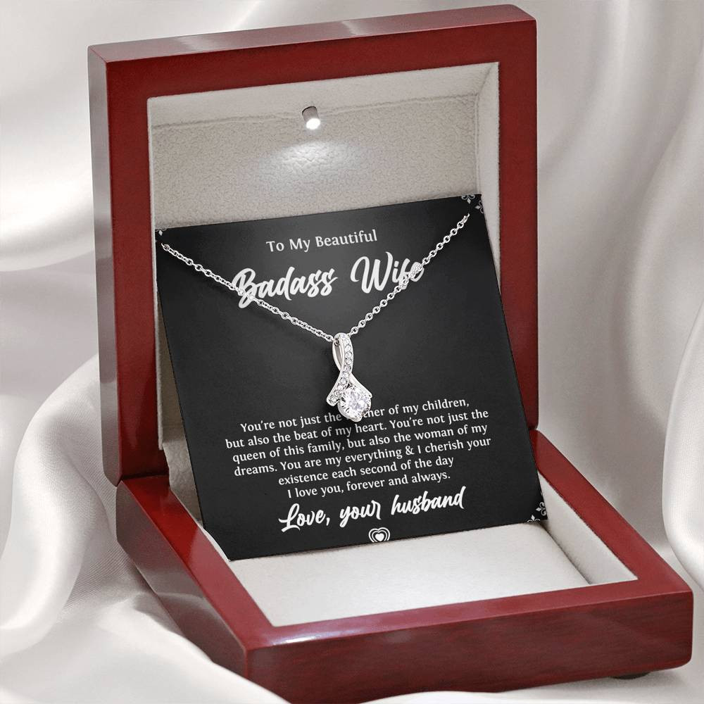To My Badass Wife, Beat Of My Heart, Alluring Beauty Necklace For Women, Anniversary Birthday Valentines Day Gifts From Husband