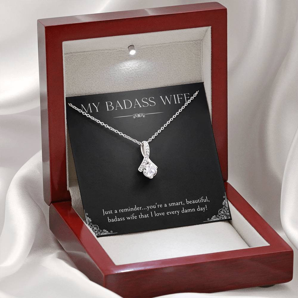 To My Badass Wife, Just A Reminder, Alluring Beauty Necklace For Women, Anniversary Birthday Valentines Day Gifts From Husband