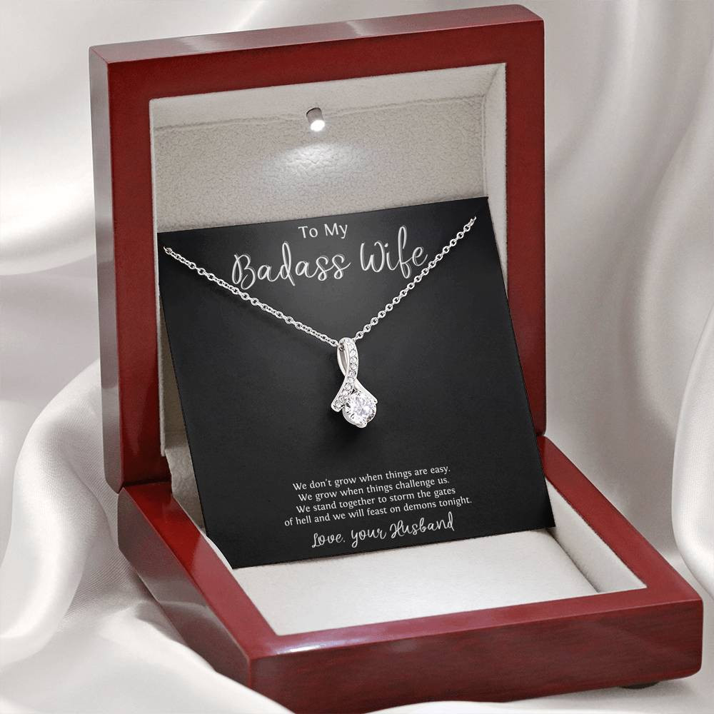 To My Badass Wife, We Stand Together, Alluring Beauty Necklace For Women, Anniversary Birthday Valentines Day Gifts From Husband