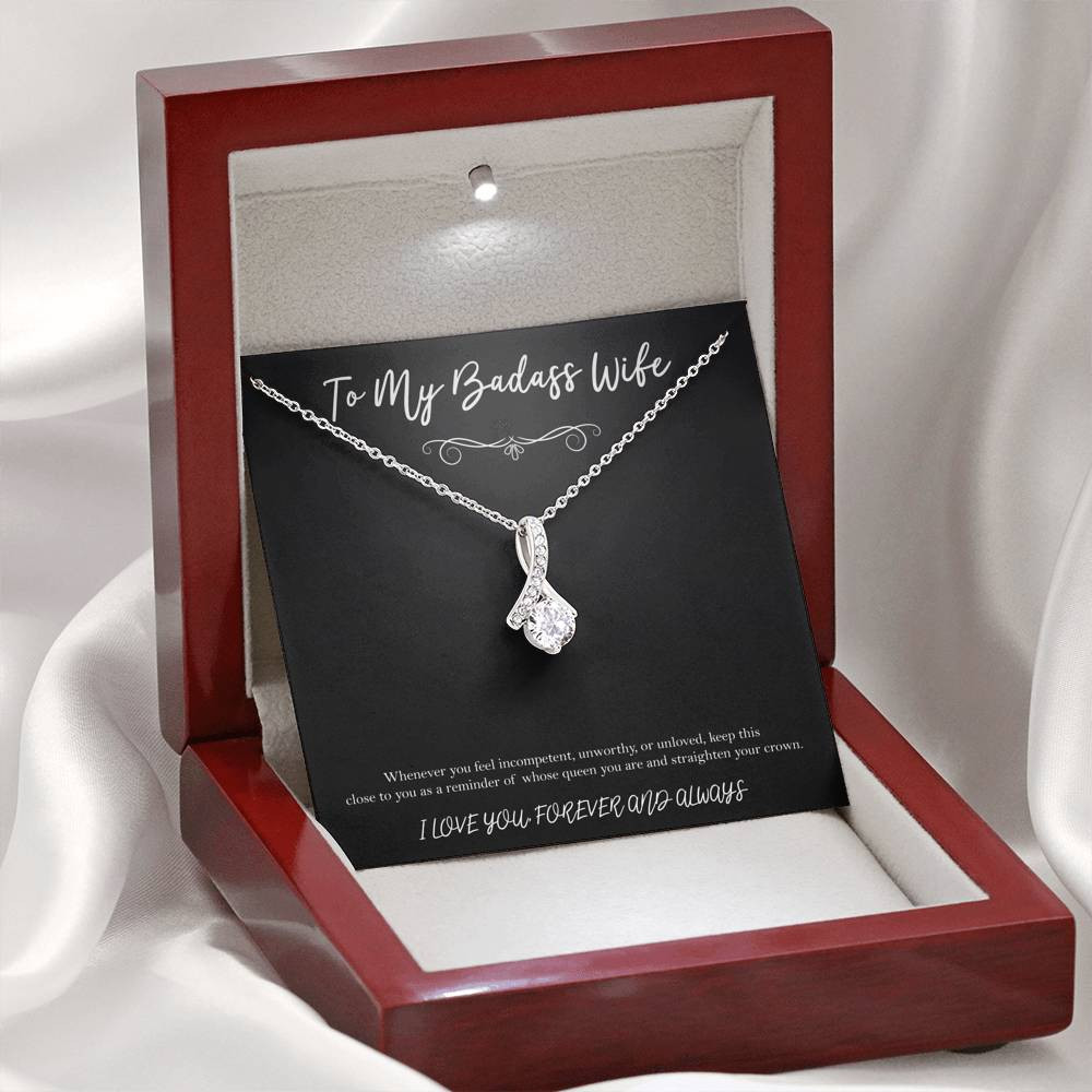 To My Badass Wife, Whenever You Feel Incompetent, Alluring Beauty Necklace For Women, Anniversary Birthday Valentines Day Gifts From Husband