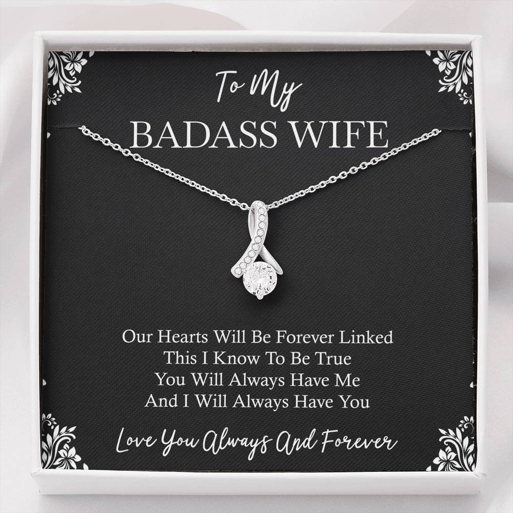 To My Badass Wife, You Will Always Have Me, Alluring Beauty Necklace For Women, Anniversary Birthday Valentines Day Gifts From Husband