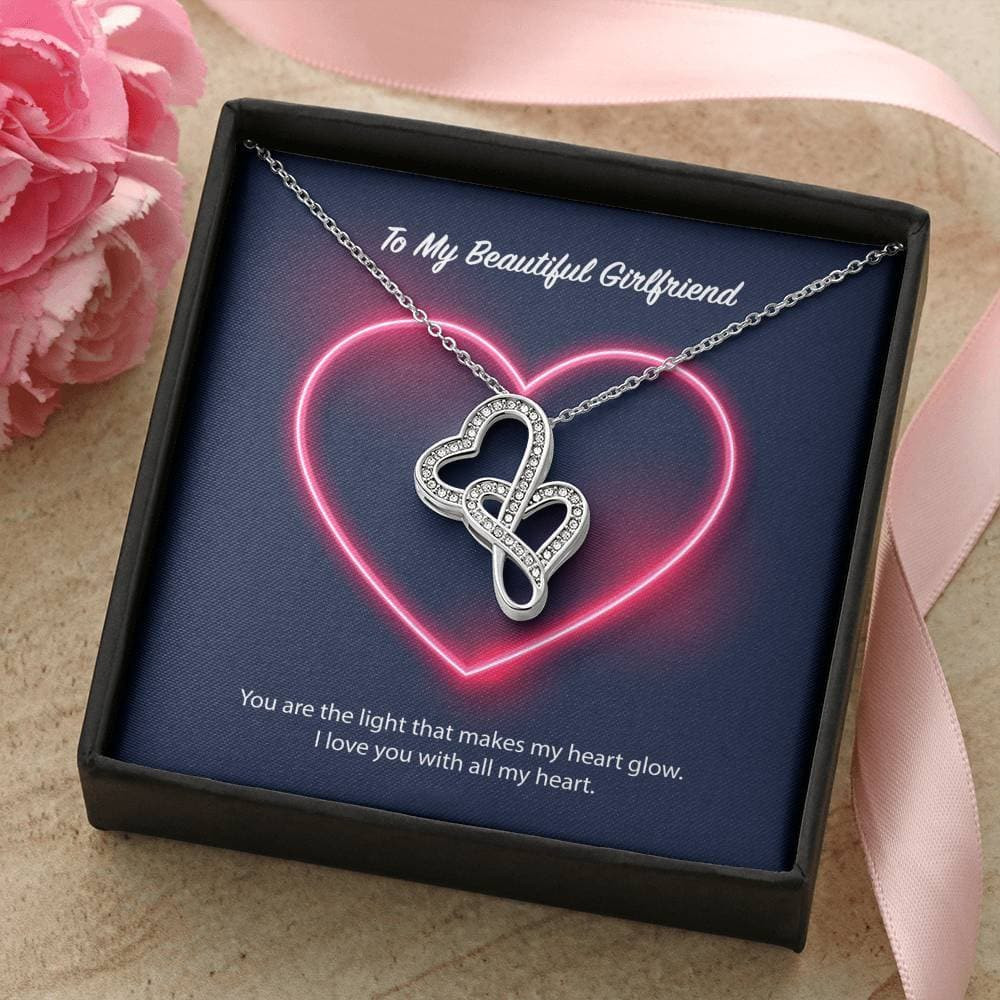 To My Beautiful Girlfriend Double Hearts Necklace