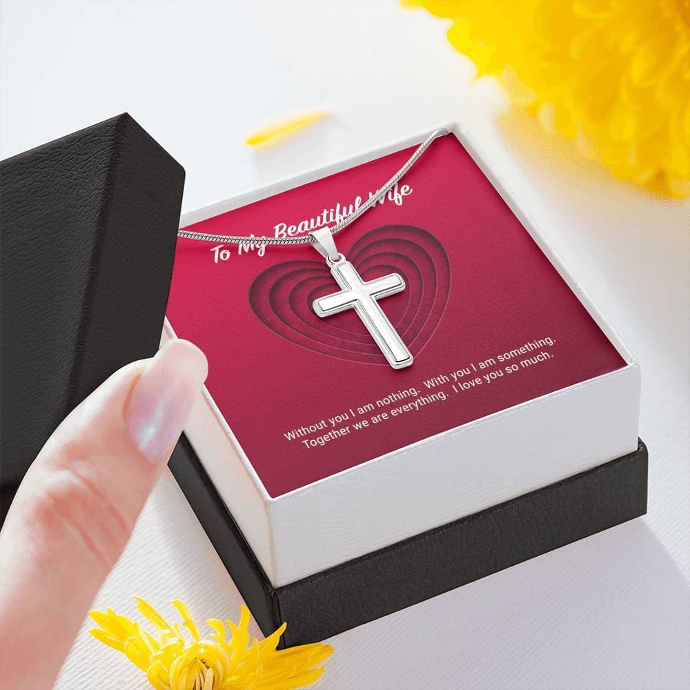 To My Beautiful Wife Cross Necklace