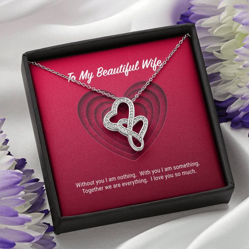 To My Beautiful Wife Double Hearts Necklace