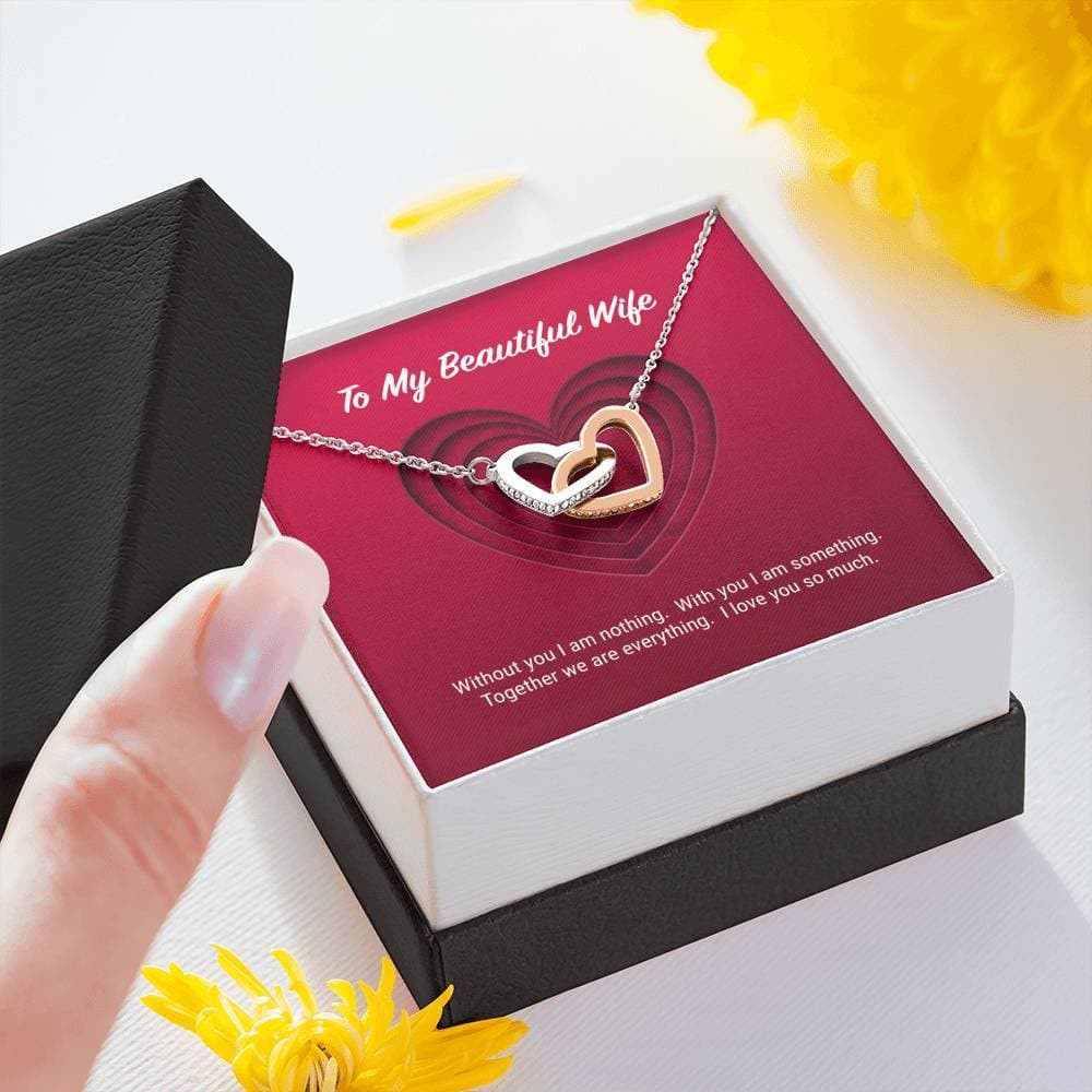 To My Beautiful Wife Interlocking Hearts Necklace