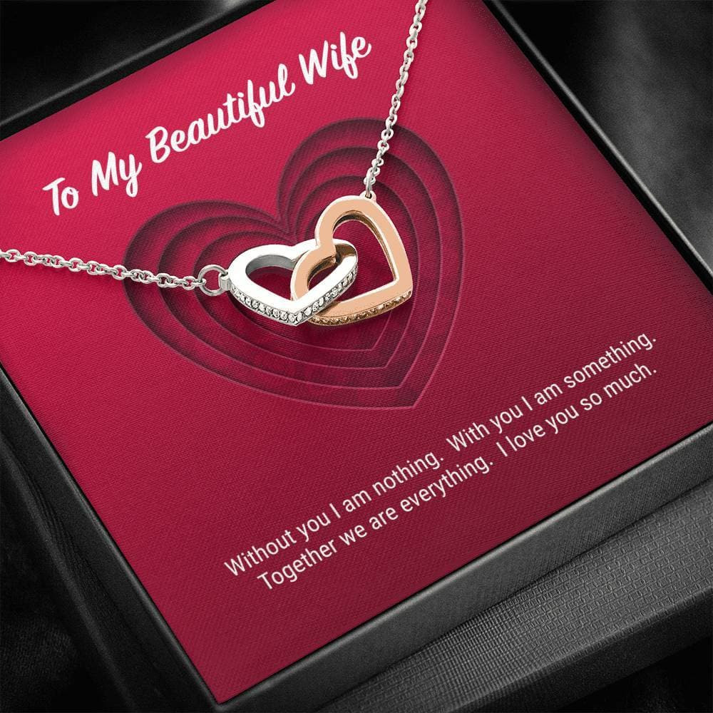 To My Beautiful Wife Interlocking Hearts Necklace