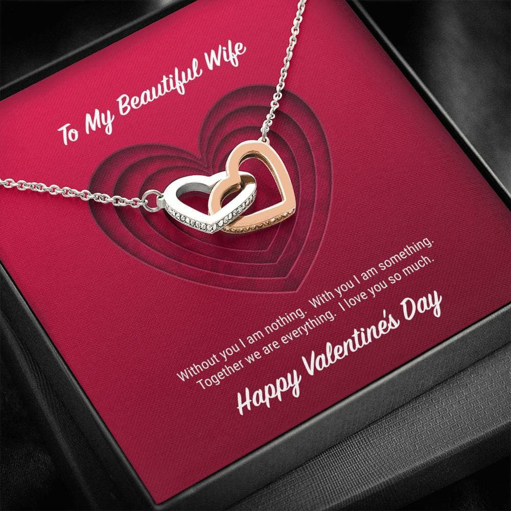 To My Beautiful Wife Valentine’s Day Interlocking Hearts Necklace