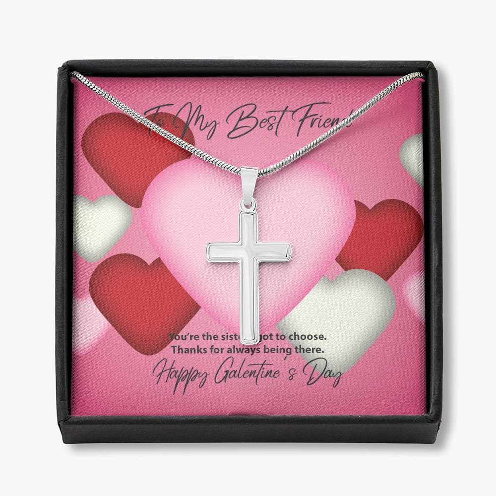 To My Best Friend Galentine’s Day Cross Necklace