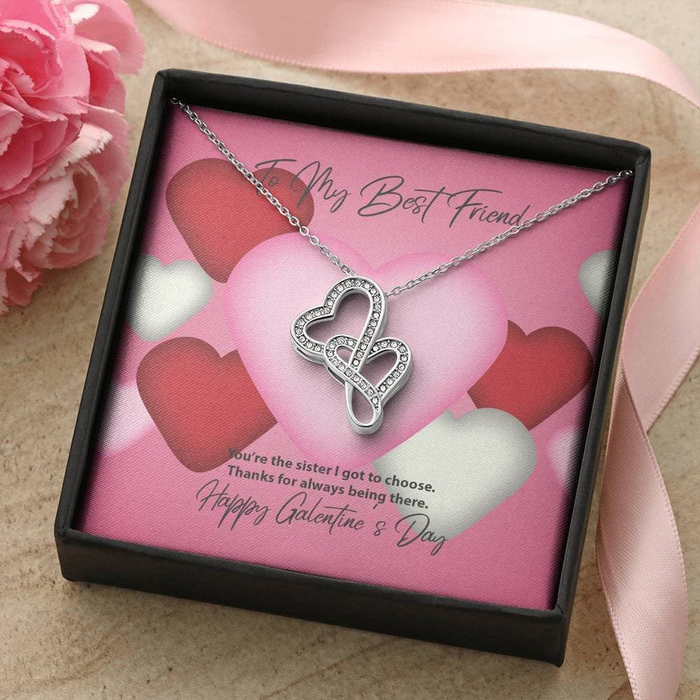 To My Best Friend Galentine’s Day Double Hearts Necklace