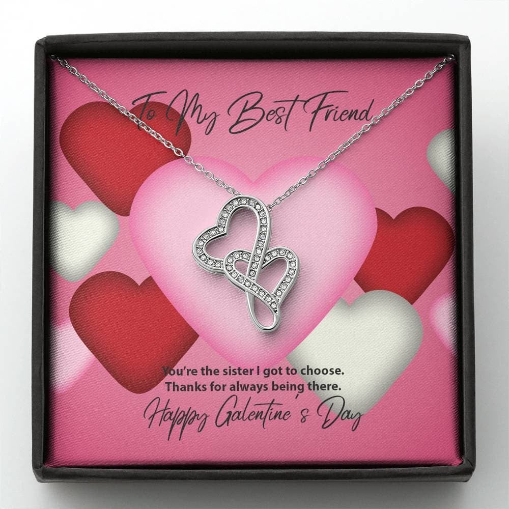To My Best Friend Galentine’s Day Double Hearts Necklace