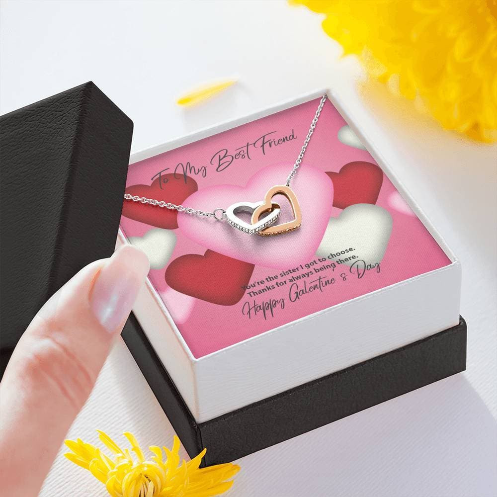 To My Best Friend Galentine’s Day Interlocking Hearts Necklace