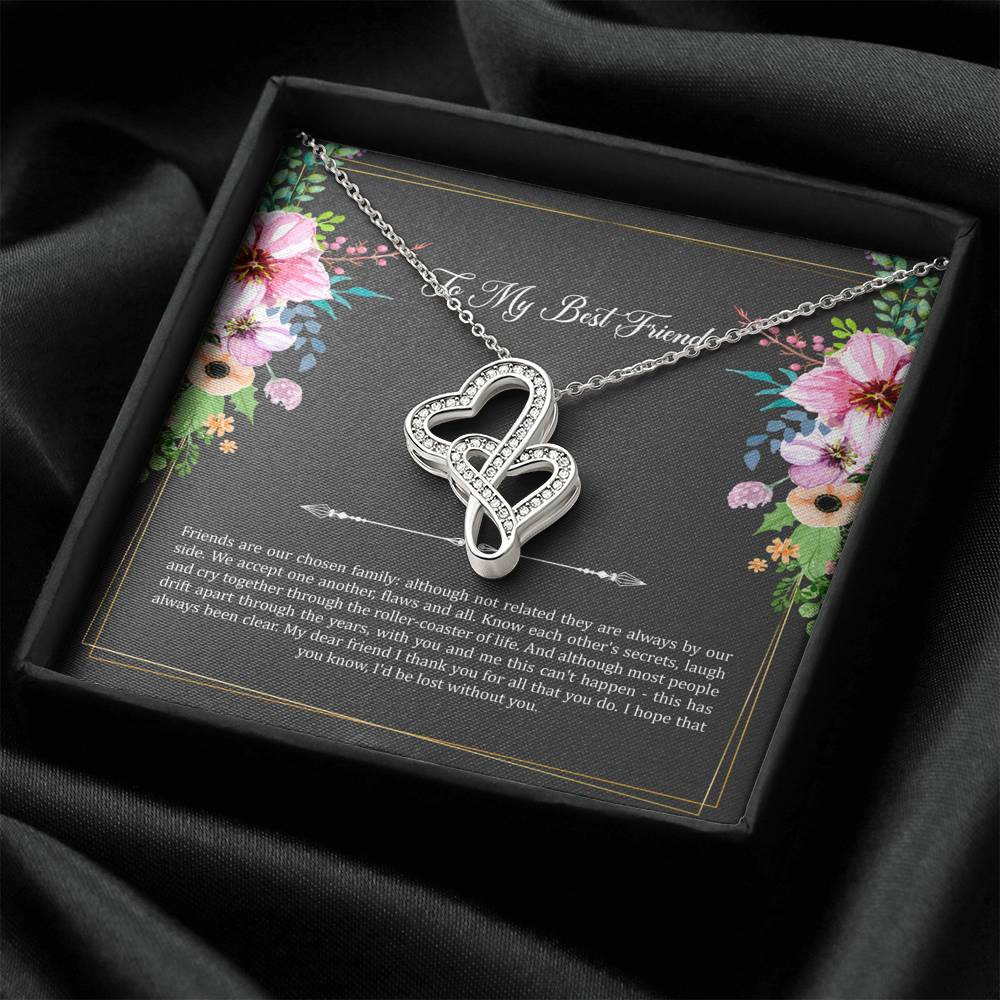 To My Best Friend Gifts, Friends Are Our Chosen Family, Double Heart Necklace For Women, Birthday Present Idea From Bestie