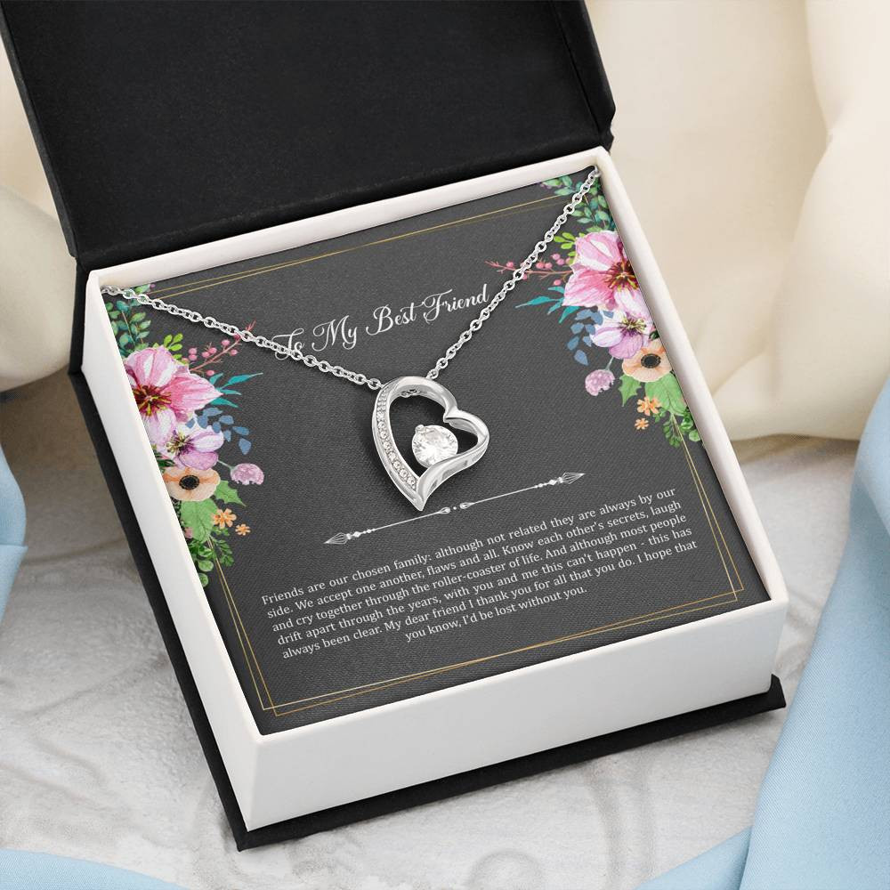 To My Best Friend Gifts, Friends Are Our Chosen Family, Forever Love Heart Necklace For Women, Birthday Present Idea From Bestie