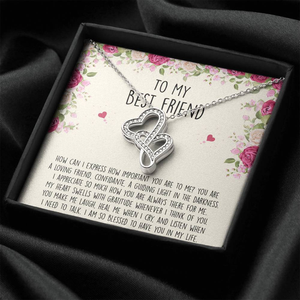 To My Best Friend Gifts, I Am So Blessed, Double Heart Necklace For Women, Birthday Present Idea From Bestie