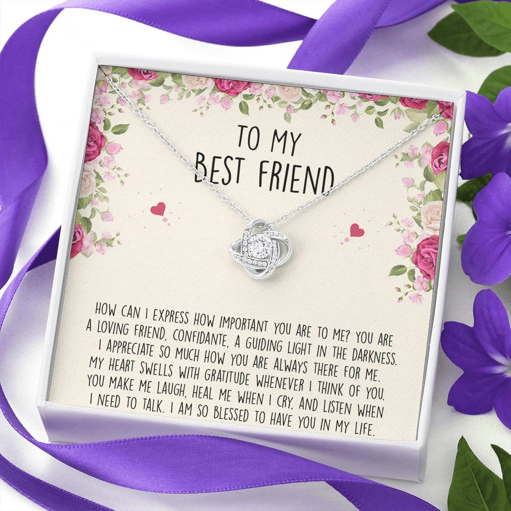 To My Best Friend Gifts, I Am So Blessed, Love Knot Necklace For Women, Birthday Present Idea From Bestie