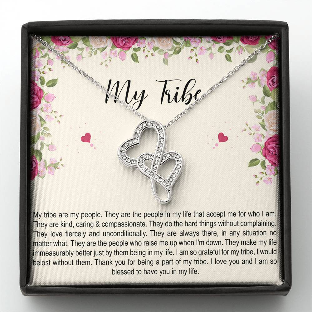 To My Best Friend Gifts, My Tribe, Double Heart Necklace For Women, Birthday Present Idea From Bestie