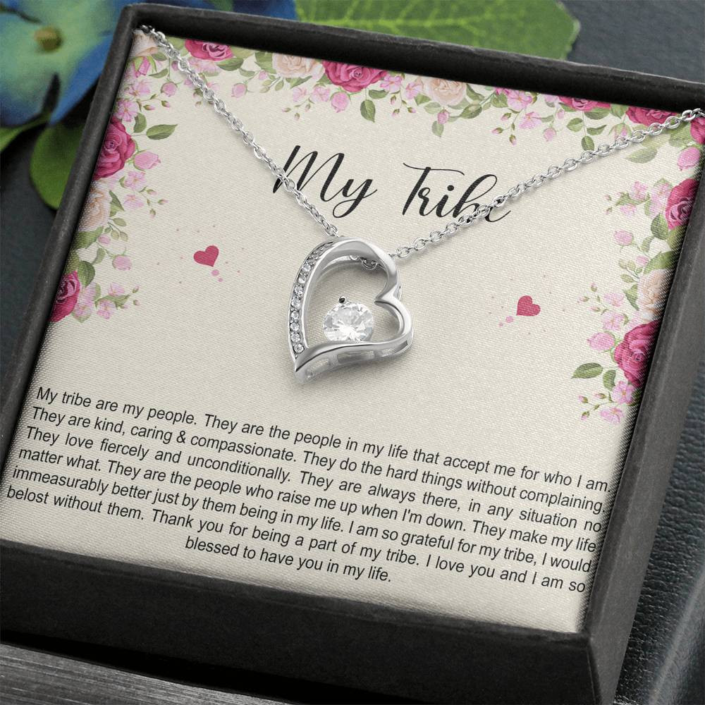 To My Best Friend Gifts, My Tribe , Forever Love Heart Necklace For Women, Birthday Present Idea From Bestie