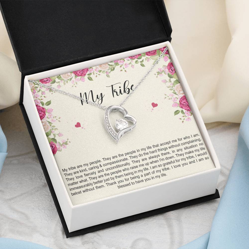 To My Best Friend Gifts, My Tribe , Forever Love Heart Necklace For Women, Birthday Present Idea From Bestie