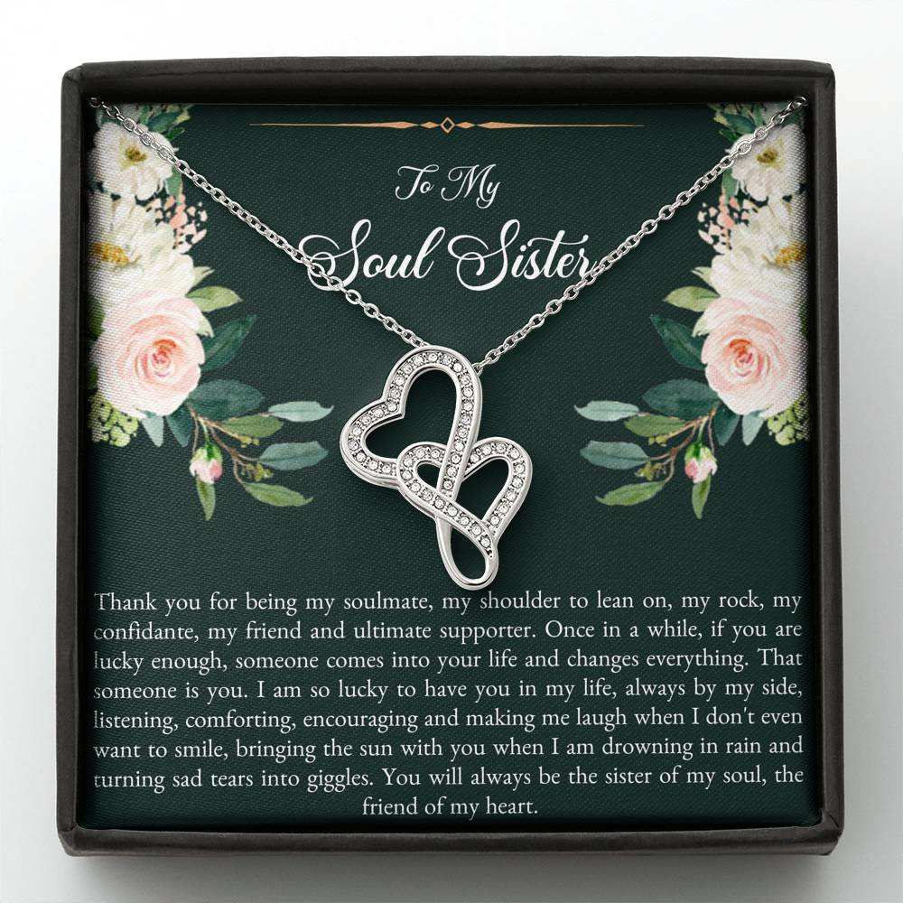 To My Best Friend Gifts, To My Soul Sister, Double Heart Necklace For Women, Birthday Present Idea From Bestie