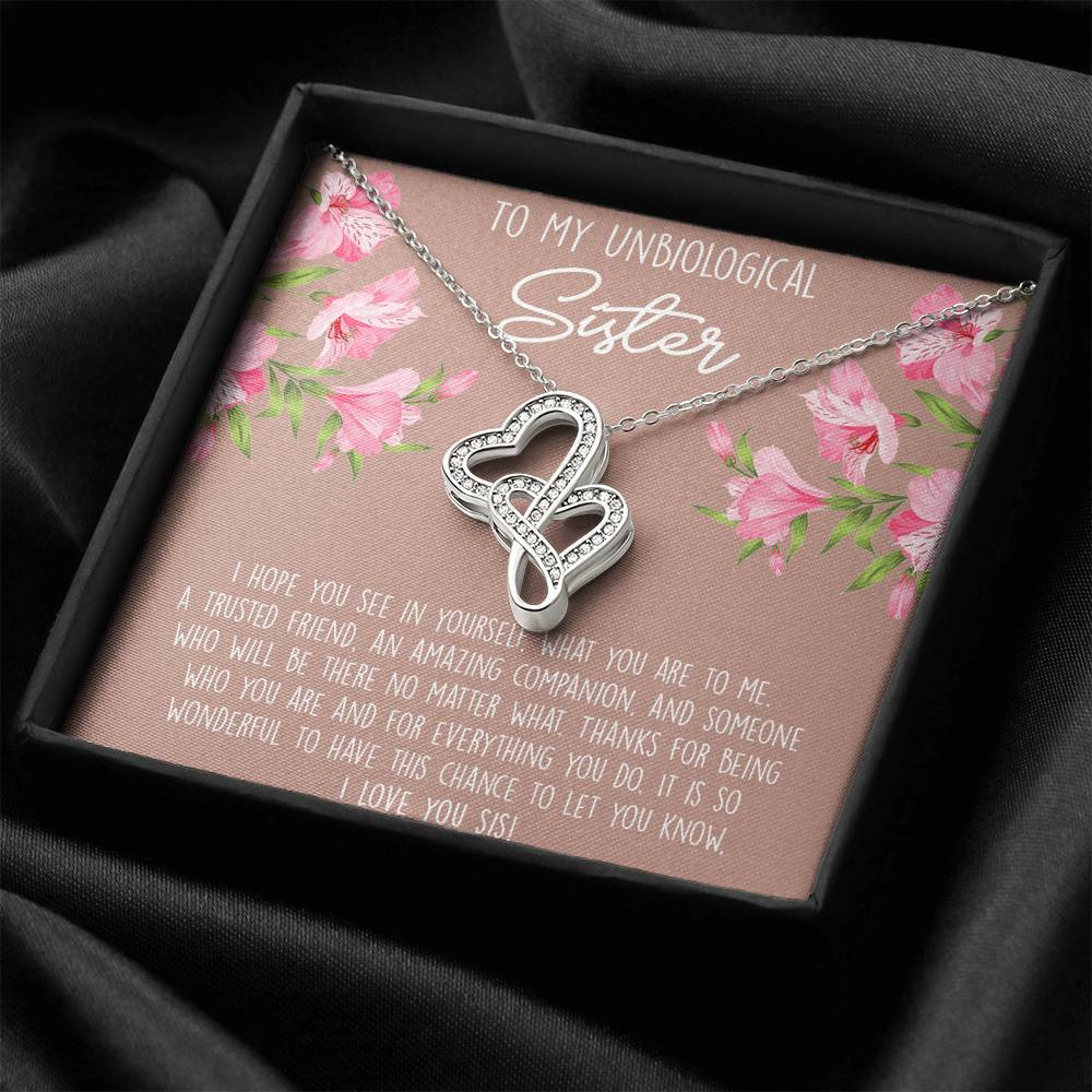 To My Best Friend Gifts, To My Unbiological Sister, Double Heart Necklace For Women, Birthday Present Idea From Bestie