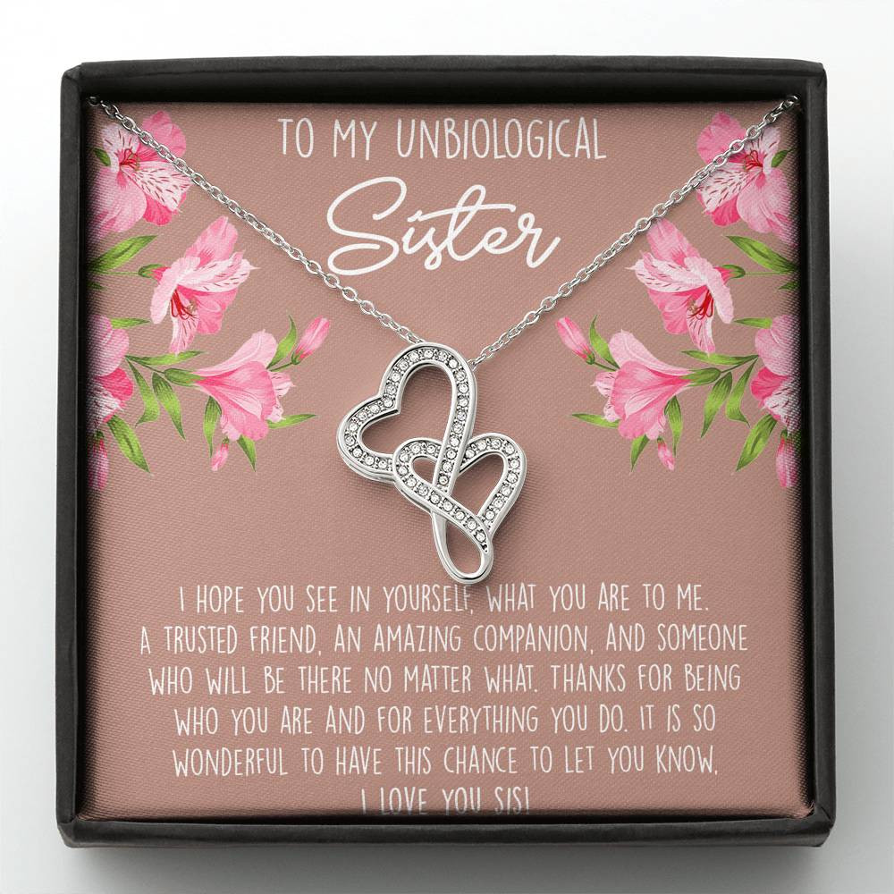 To My Best Friend Gifts, To My Unbiological Sister, Double Heart Necklace For Women, Birthday Present Idea From Bestie