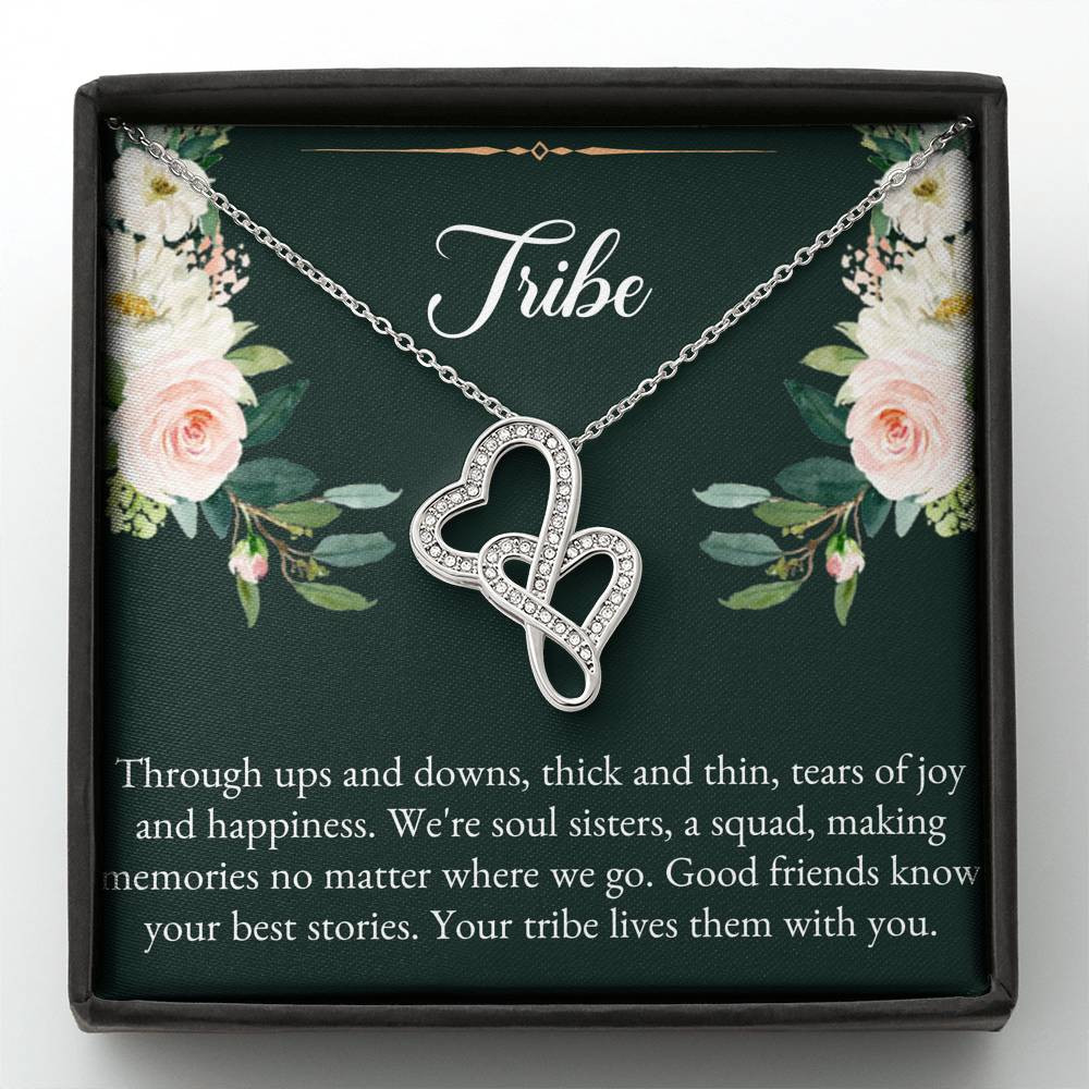 To My Best Friend Gifts, Tribe, Double Heart Necklace For Women, Birthday Present Idea From Bestie