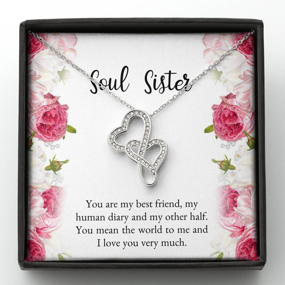 To My Best Friend Gifts, You Mean The World To Me, Double Heart Necklace For Women, Birthday Present Idea From Bestie