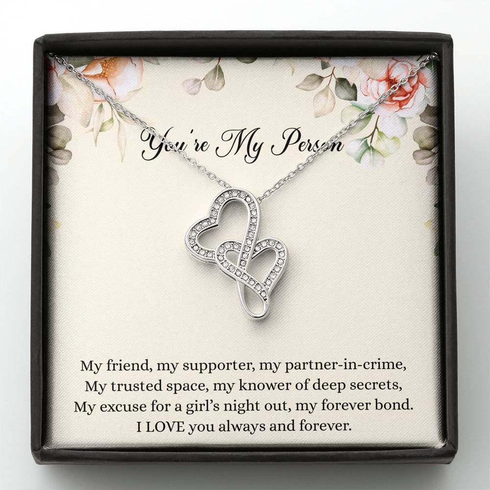 To My Best Friend Gifts, You’re My Person, Double Heart Necklace For Women, Birthday Present Idea From Bestie