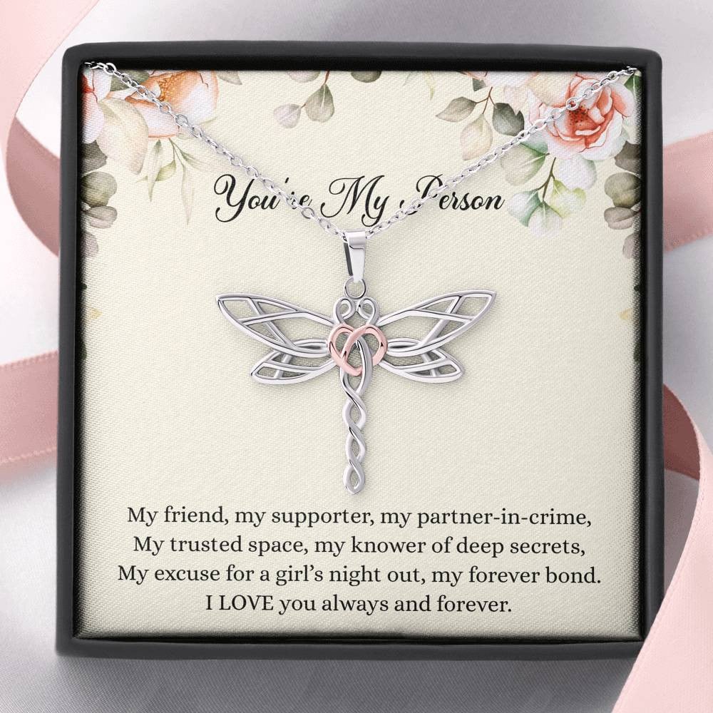 To My Best Friend Gifts, You’re My Person, Dragonfly Necklace For Women, Birthday Present Idea From Bestie
