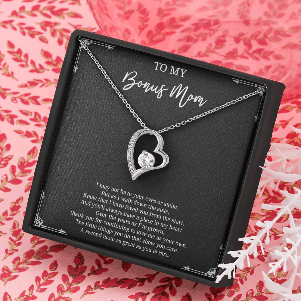 To My Bonus Mom Gifts, I May Not Have Your Eyes, Forever Love Heart Necklace For Women, Wedding Day Thank You Ideas From Bride