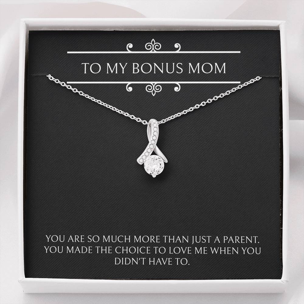 To My Bonus Mom Gifts, More Than Just A Parent, Alluring Beauty Necklace For Women, Birthday Mothers Day Present From Bonus Daughter