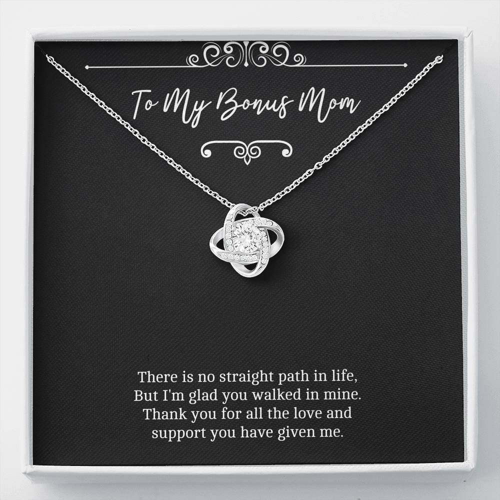To My Bonus Mom Gifts, There Is No Straight Path In Life, Love Knot Necklace For Women, Wedding Day Thank You Ideas From Bride