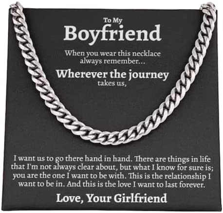 To My Boyfriend Love Girlfriend Cuban Link Chain Necklace, Gift For Boyfriend, Gift For Man, Necklace For Man