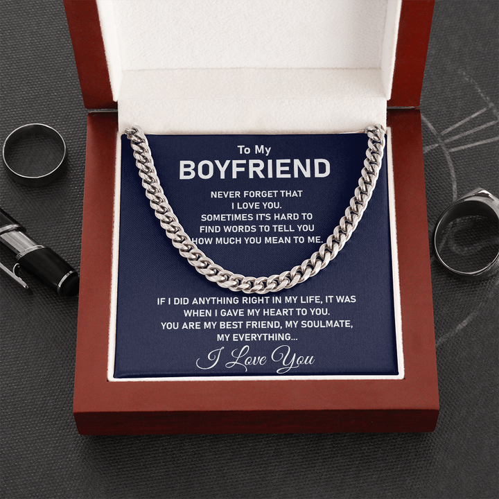 To My Boyfriend Necklace – You are my best friend, my soulmate, my everything Cuban Link Chain Necklace