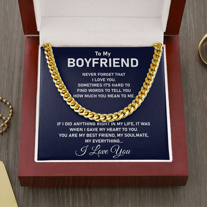 To My Boyfriend Necklace – You are my best friend, my soulmate, my everything Cuban Link Chain Necklace