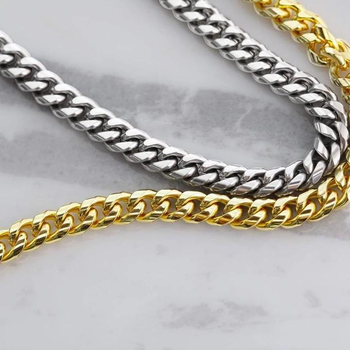 To my Boyfriend’s Dad Necklace Gift – You’ve Given Me a Gracious Man, with Whom I share my life Cuban Link Chain Necklace