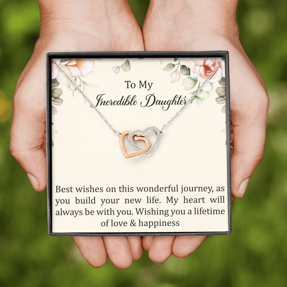 To My Bride  Gifts, Best Wishes, Interlocking Heart Necklace For Women, Wedding Day Thank You Ideas From Mom
