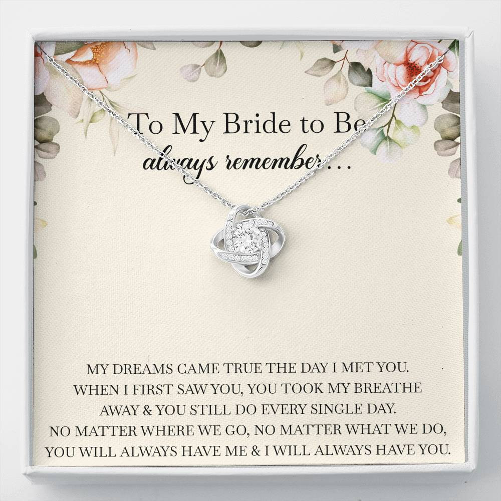 To My Bride Gifts, Always Remember, Love Knot Necklace For Women, Wedding Day Thank You Ideas From Groom