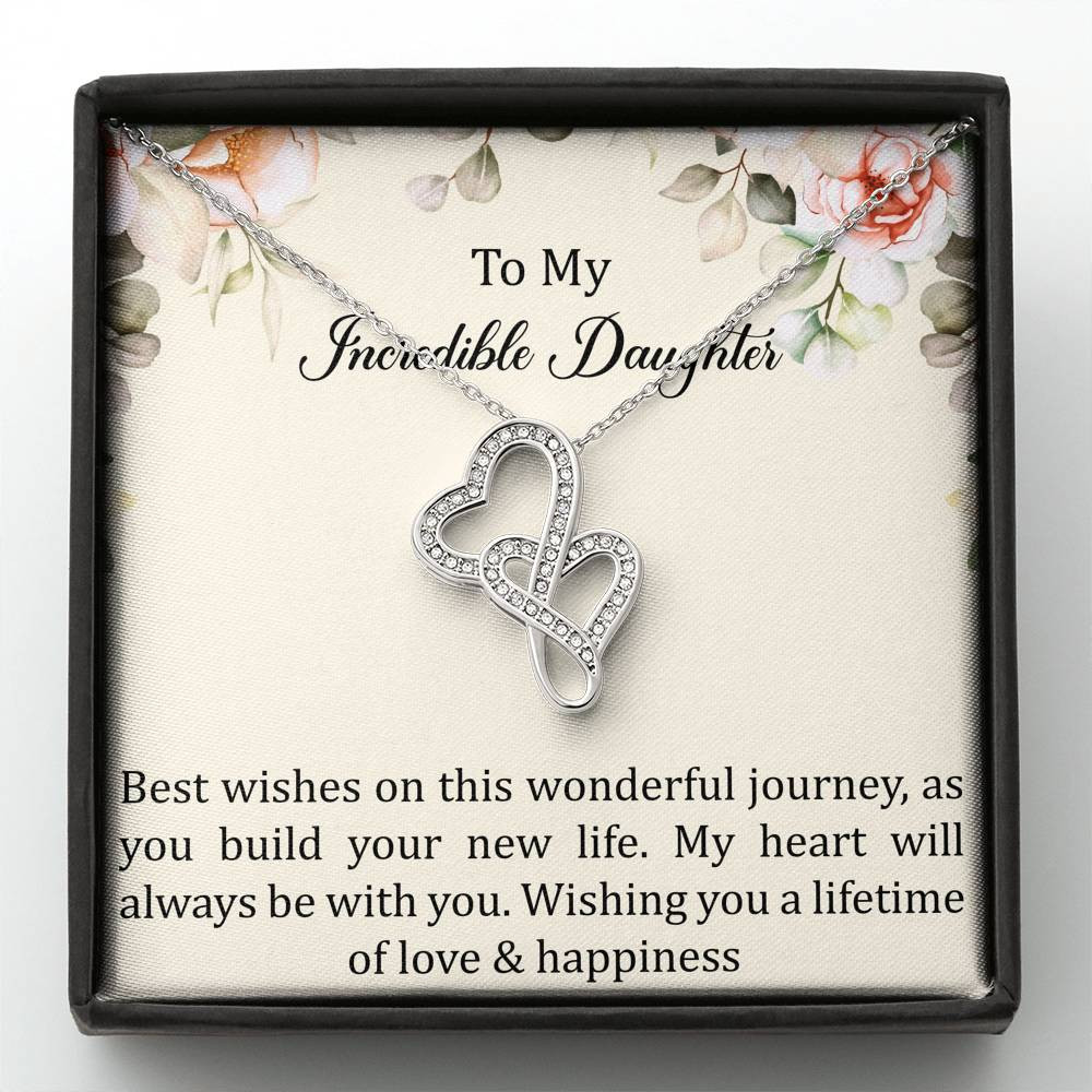 To My Bride Gifts, Best Wishes, Double Heart Necklace For Women, Wedding Day Thank You Ideas From Mom