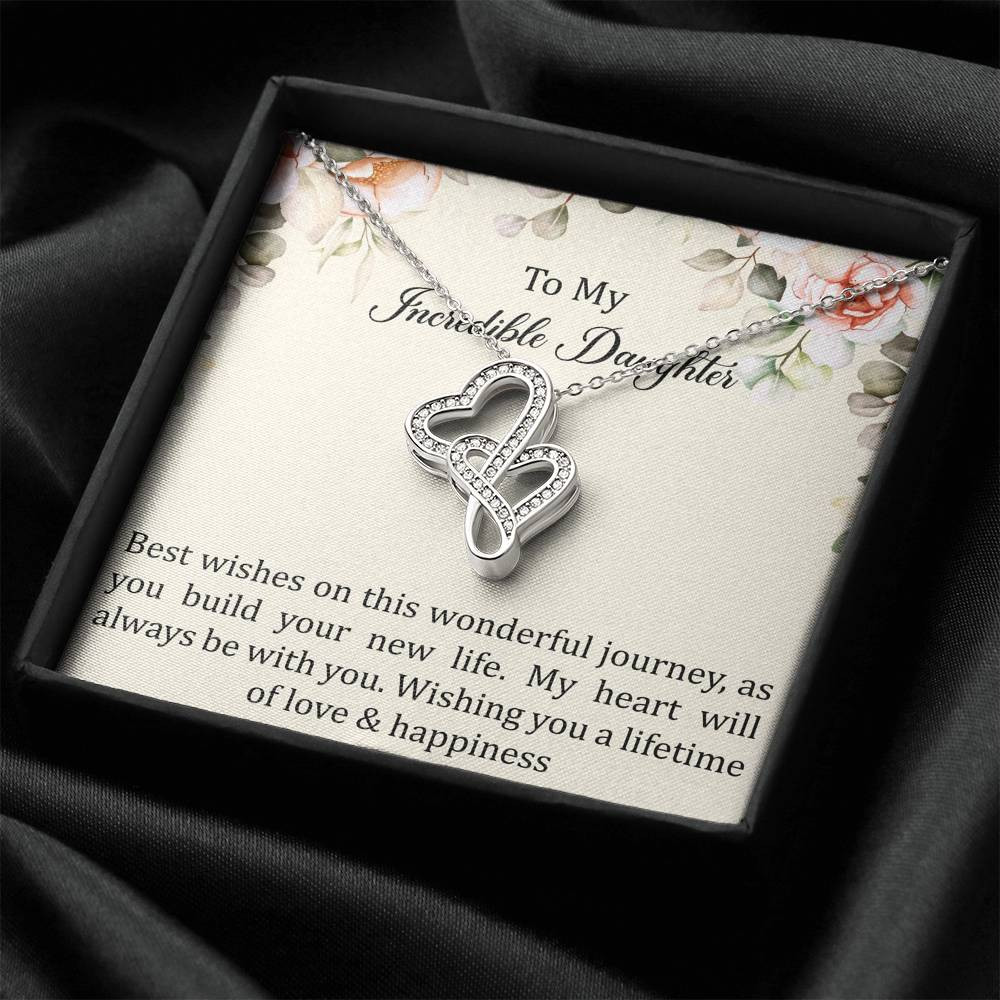 To My Bride Gifts, Best Wishes, Double Heart Necklace For Women, Wedding Day Thank You Ideas From Mom