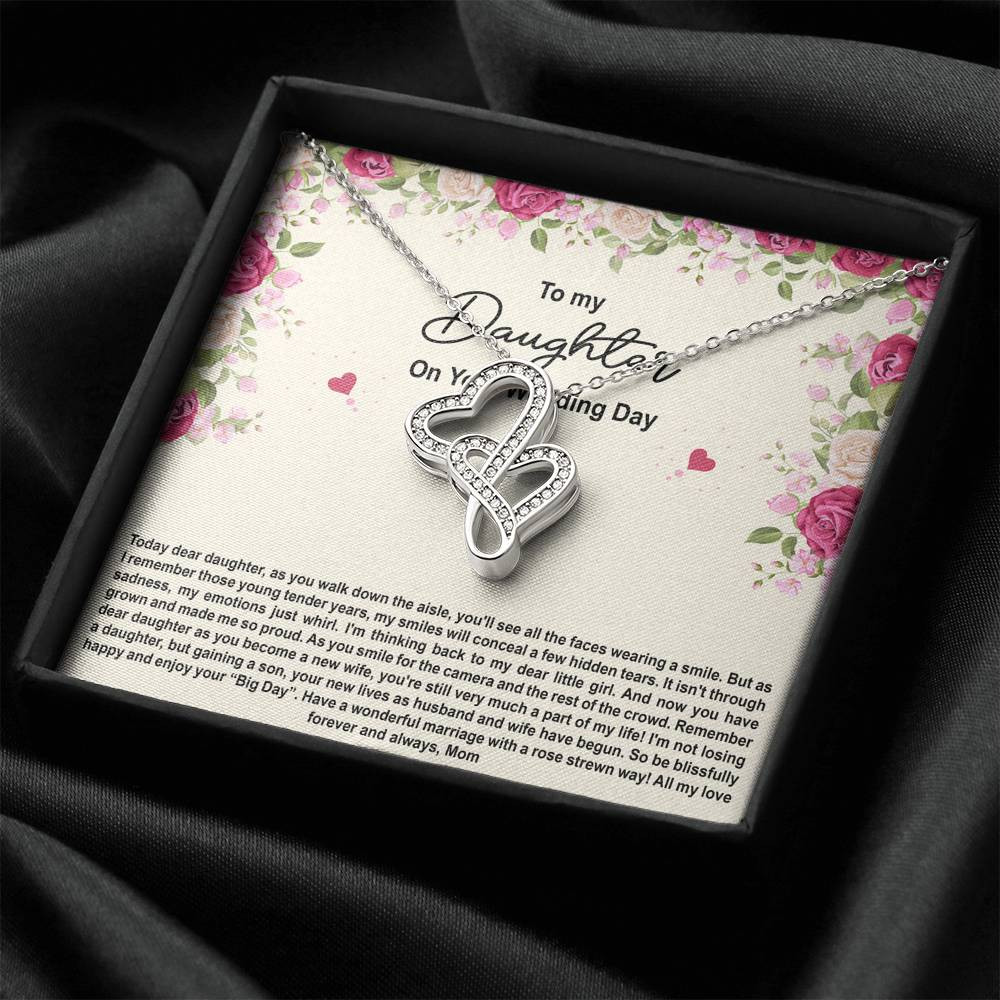 To My Bride Gifts, Enjoy Your Big Day, Double Heart Necklace For Women, Wedding Day Thank You Ideas From Mom