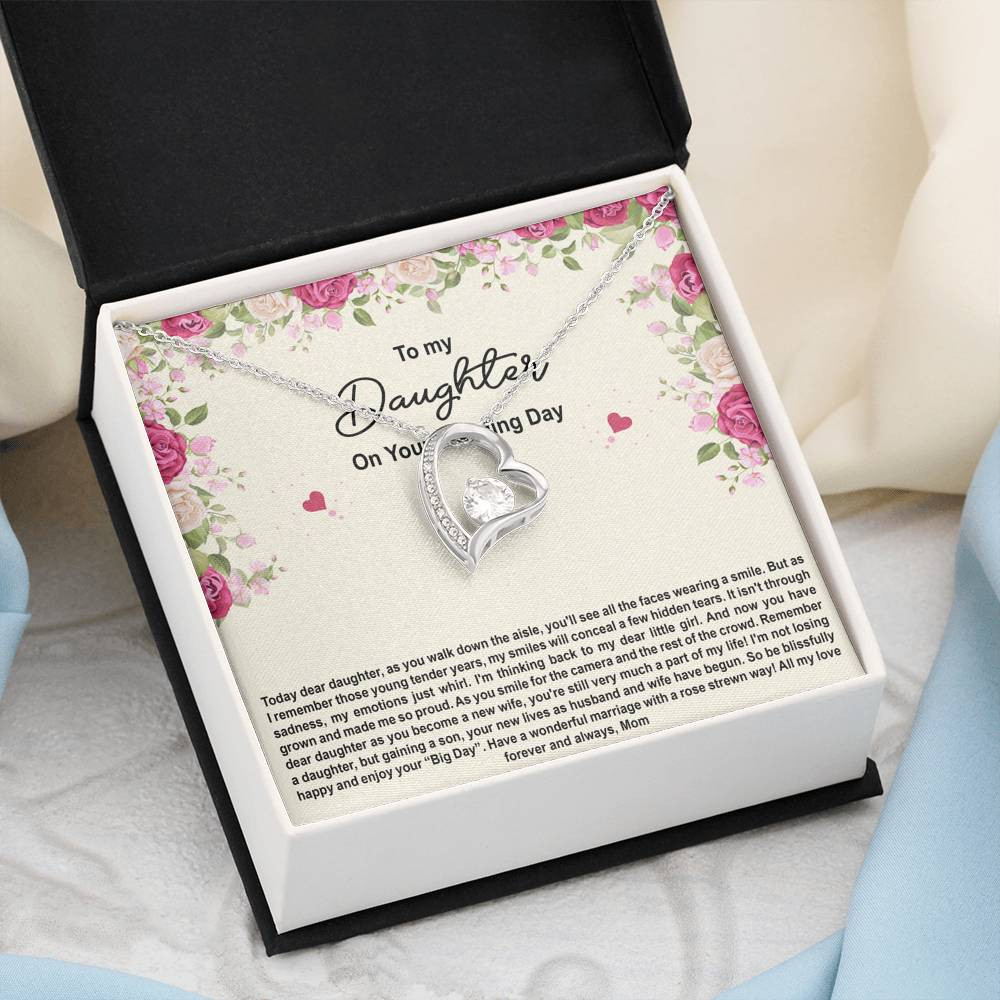 To My Bride Gifts, Enjoy Your Big Day, Forever Love Heart Necklace For Women, Wedding Day Thank You Ideas From Mom