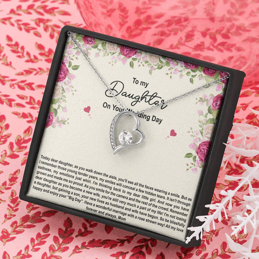 To My Bride Gifts, Enjoy Your Big Day, Forever Love Heart Necklace For Women, Wedding Day Thank You Ideas From Mom