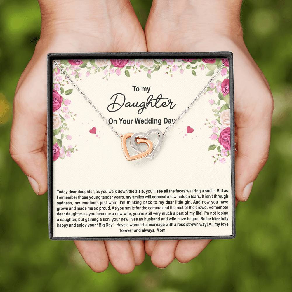 To My Bride Gifts, Enjoy Your Big Day, Interlocking Heart Necklace For Women, Wedding Day Thank You Ideas From Mom
