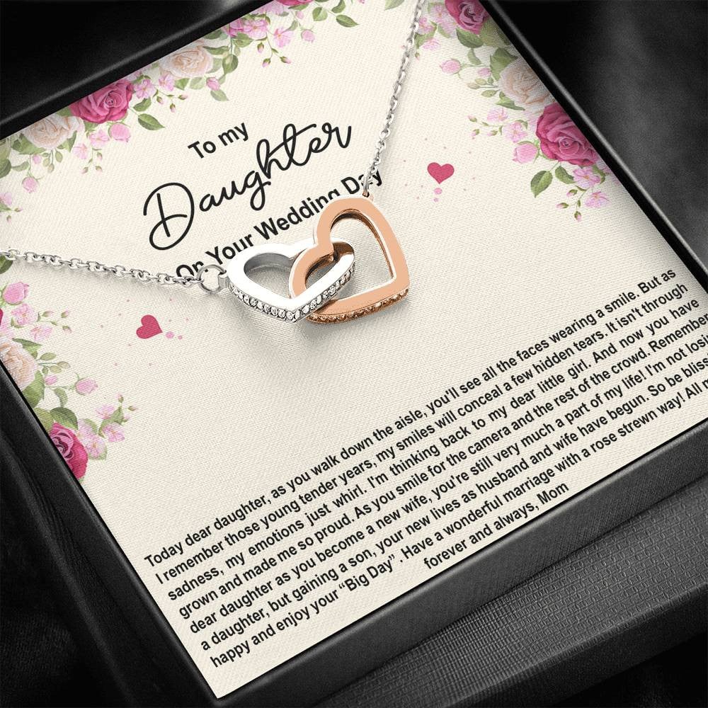 To My Bride Gifts, Enjoy Your Big Day, Interlocking Heart Necklace For Women, Wedding Day Thank You Ideas From Mom