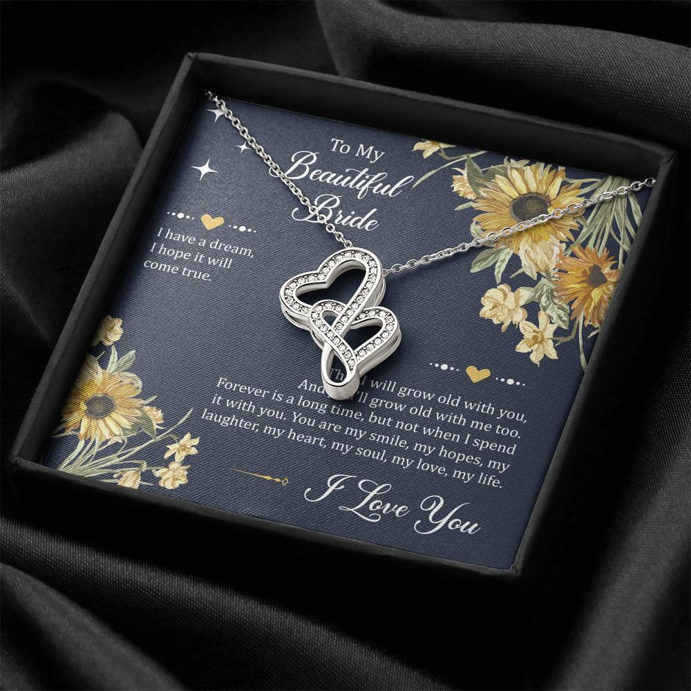 To My Bride Gifts, I Have A Dream, Double Heart Necklace For Women, Wedding Day Thank You Ideas From Groom